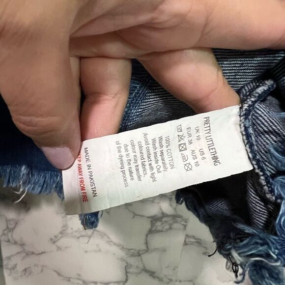 Pretty Little Thing Denim Cropped Jacket Size 10 - Picture 10 of 13